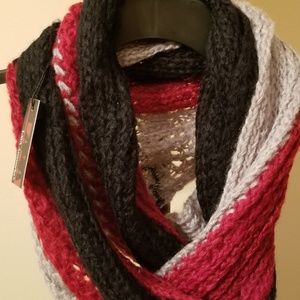 NWT - Infinity Scarf - Red/ Gray/ Black